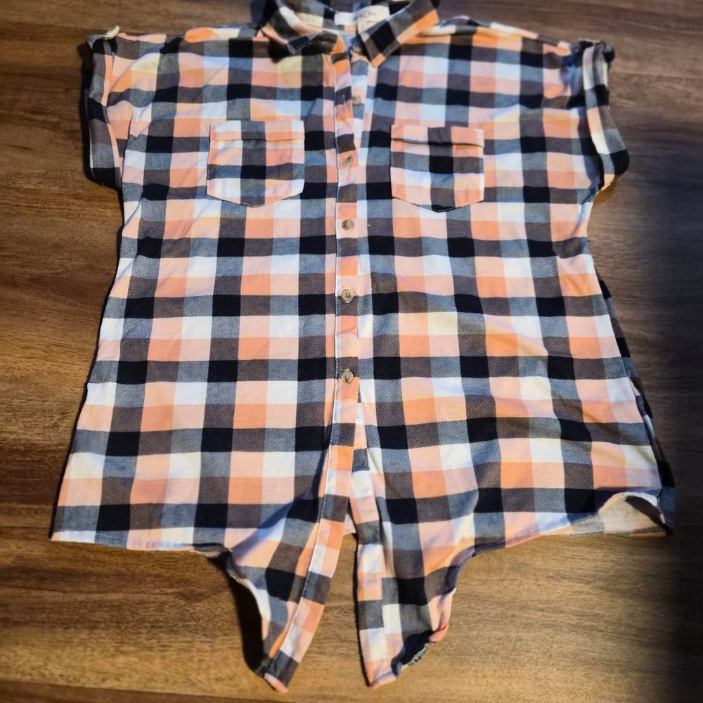 Eden & Olivia Women Anthropologie Plaid Tie Front Button Down Shirt Small Boho